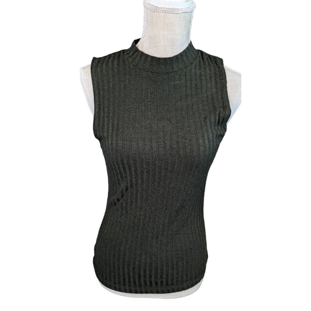 Cotton On Sweater Tank Top Women's Medium Hunter Green Mock Neck Ribbed light